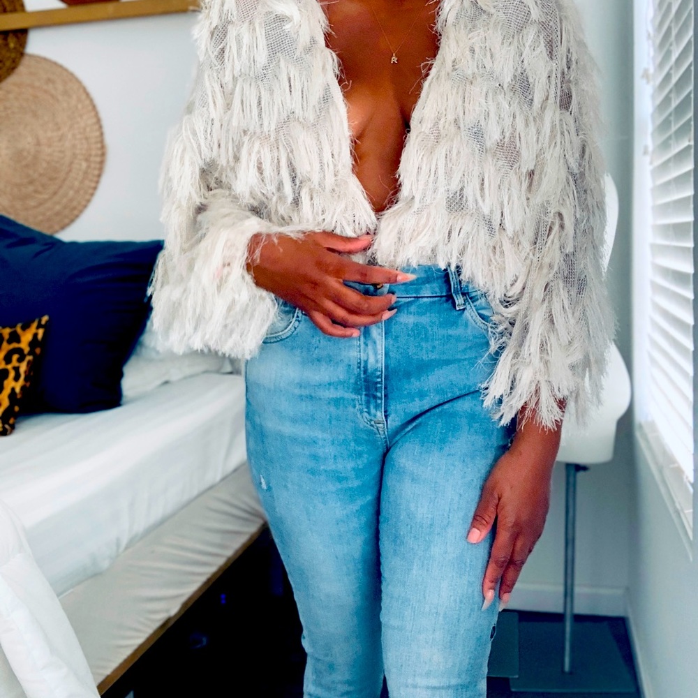 Jlux Cream Birds of A Feather Fringe Sweater